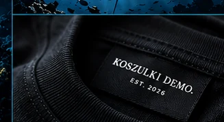 Detal metki koszulki, wizualizacja